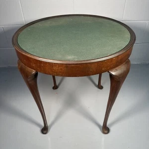 Antique Card Games Table Walnut With Queen Anne Legs Reversible Green Top - Picture 1 of 21