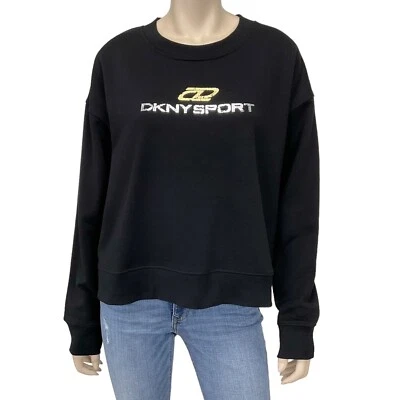 Sudadera DKNY Sport Mujer Negra Blanca Gráfica Manga Larga Talla L Nueva con Etiquetas $59 Foto 1 de 4