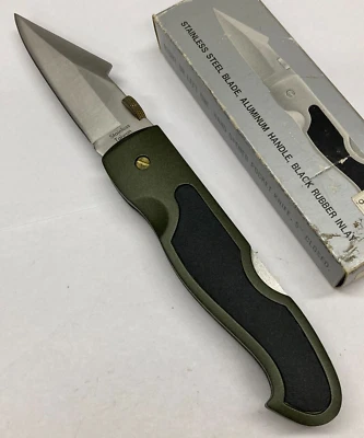 Cuchillo Plegable Verde con Hoja Lisa, Perilla, Bloqueo K-7038GN Foto 1 de 4