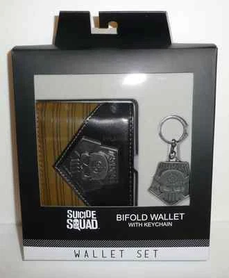 DC Comics Suicide Squad TASKFORCE Bifold Wallet + Keychain Gift Set Skull Batman - Image 1 of 3