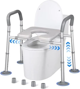 Raised Adjustable HIGHT & WIDHT Handicap Toilet Seat Shower Chair PADDED 500lb - Picture 1 of 6