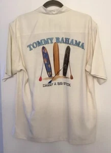 Herren Tommy Bahama bestickt SEIDE 3 Surfbretter Knopfleiste Anzughemd GRÖSSE M - Bild 1 von 11