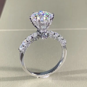 2Ct Round Cut Simulated Diamond Women's Wedding Gift Ring 14K White Gold Plated - Picture 1 of 7