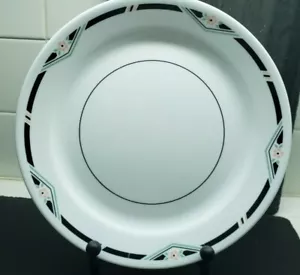 Corelle "Zenith " Mini Pink Flowers Black Ring 10 1/4 " Dinner Plate - Picture 1 of 2