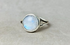 Moonstone Silver 925 Ring Rainbow Sterling Natural Gift Gemstone Size 3-13US