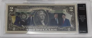 CU colorato $2 FRN - Trump's 1st Meeting con P.M. canadese in custodia di plastica - Foto 1 di 2