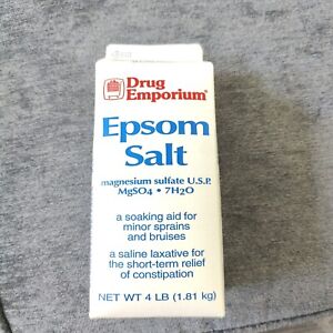 Drug Emporium Epsom Salt 4 lb  Carton Magnesium Sulfate Soaking Aid Vintage