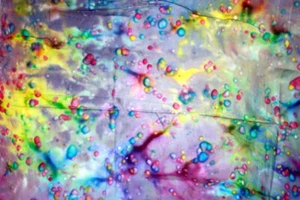 SPATTER BATIK IN BRIGHT YELLOW, BLUE AND PURPLE - 100% COTTON FABRIC - Picture 1 of 5