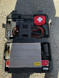 Car Emergency Roadside Tool Kit With Portable Air Compressor Jumper Cables Etc. - Picture 1 of 4