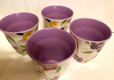 Emma Bridgewater 三聚氰胺花卉可堆叠 8 盎司杯 3.5 英寸高杯 4 件套全新 — 第 1/4 张图片