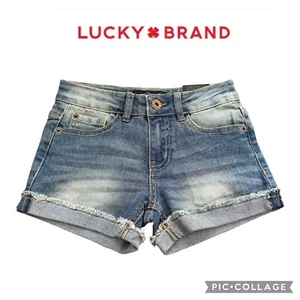 Lucky Brand girls faded denim Rile Shorts Cuffed Hem size 7 NWT $58 - Picture 1 of 11