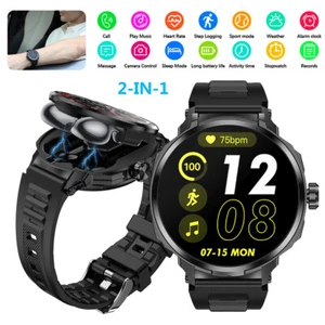 Smart Watch with Earbuds TWS Bluetooth 2 In 1 HIFI 9D Sound Sports Smartwatch - Picture 1 of 24