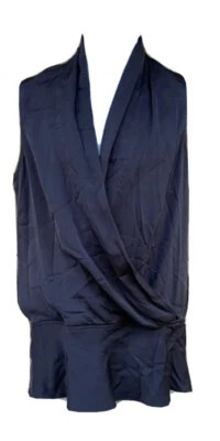 Jaeger шелк без рукавов Топ блузка V шеи criss крест надежном темно-синий размер 4 нарядный - Изображение 1 из 4