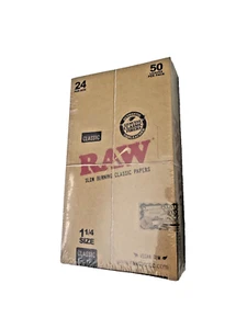 Raw 1 1/4 Classic Cigarette Rolling Paper Full Box 24 Packs Per Box - Picture 1 of 2