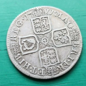 1711 Queen Anne silver shilling coin  #217 - Picture 1 of 2