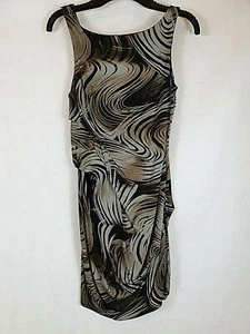 Karen Millen Ladies Size 10 Swirly Abstract Brown/Grey/Black Layered Dress DJ158 - Picture 1 of 10
