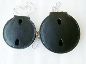 Soporte redondo para insignia de seguridad de policía clip de cuero cadena para cuello de cinturón - Imagen 1 de 4