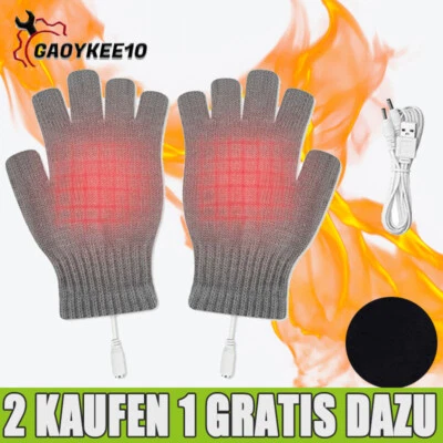 USB Beheizte Handschuhe Winter Heizung Warme Halbe Hände Laptophandschuhe DE - Bild 1 von 4