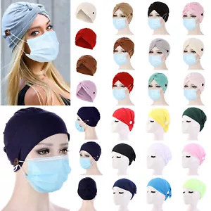 Frauen Chemo Cap Muslim Turban Hut Hijab Hut Knopf Kopfbedeckung Haarausfall C8 - Bild 1 von 44