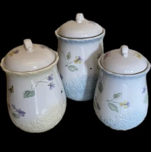 Pfaltzgraff VIENNA FLORAL 3 piece Canister Set Retired RARE Find - Picture 1 of 24