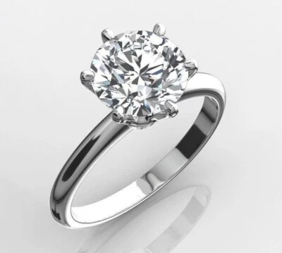 2 Carat Round Idea F VS1 Lab Diamond Solitaire Engagement Ring 18K White Gold - Image 1 of 4