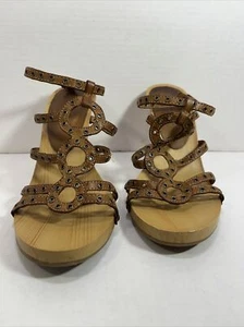 Charlotte Russe Brown Studded Wooden Heel Sandals Size Women’s Size 7 Shoe - Picture 1 of 13