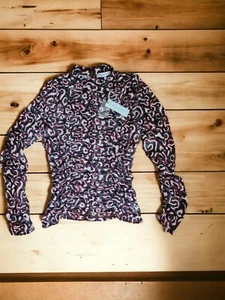 Rebecca Minkoff M Cora Top Transparent Rüschen Mehrfarbig Schwarz Rot Weiß Designer Neu  - Bild 1 von 15