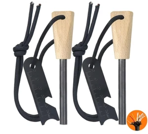 2 iOutdoooer Fire Starter Flint Ferro Rods Strikers For Camping Hiking Bushcraft - Picture 1 of 10