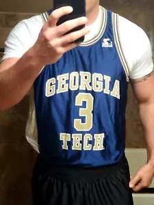 Starter Georgia Tech #3 Stephon Marbury Basketball Jersey shiny silky dazzle - Picture 1 of 7