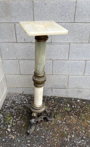 VICTORIAN BRASS AND ONYX PEDESTAL - Picture 1 of 5