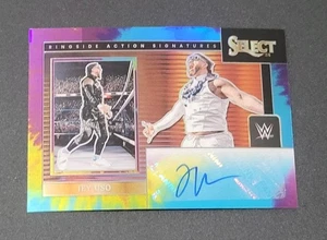 2024 Panini WWE Select JEY USO RINGSIDE ACTION SIGNATURES TIE-DYE PRIZM AUTO /25 - Picture 1 of 3