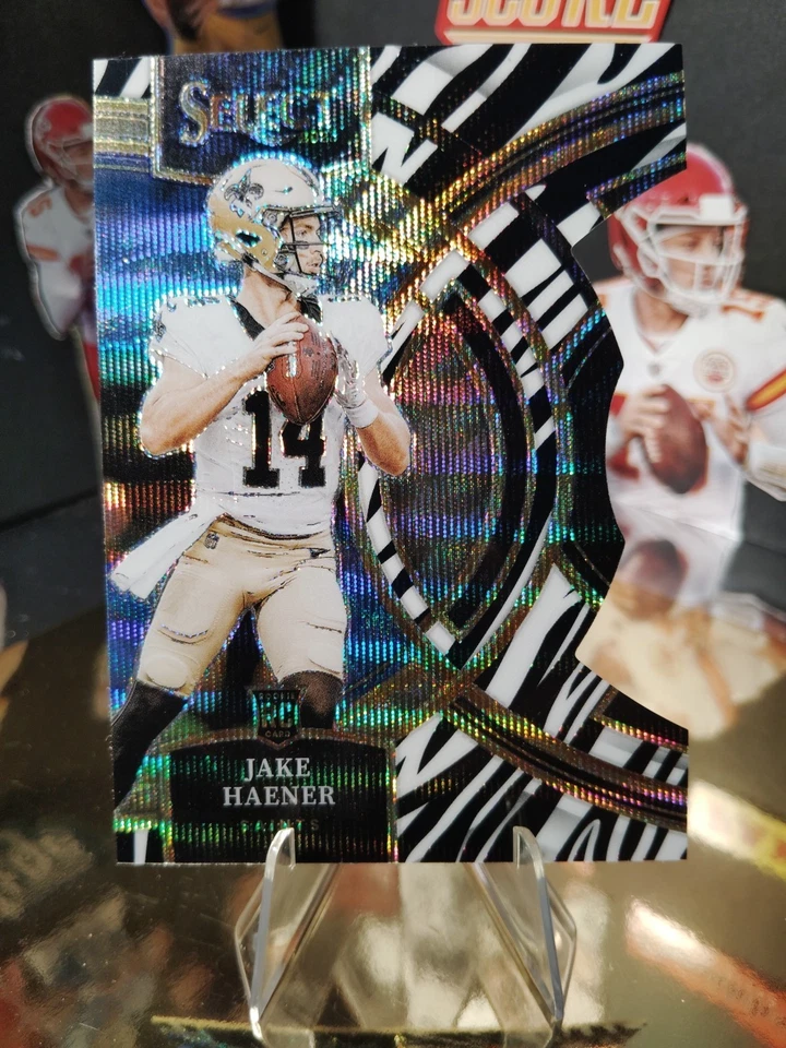 2023 Panini Select #186 Jake Haener WAVE ZEBRA Prizms Die Cuts - Image 1 of 4