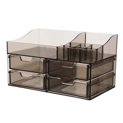  Desktop Makeup Organizer Transparent Large Capacity Storage Containers Drawer - Image 1 of 4