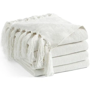 Chenille Throw Blanket for Couch 50x 60, Soft Cozy Throw Blanket with Fringe Tas - Picture 1 of 9