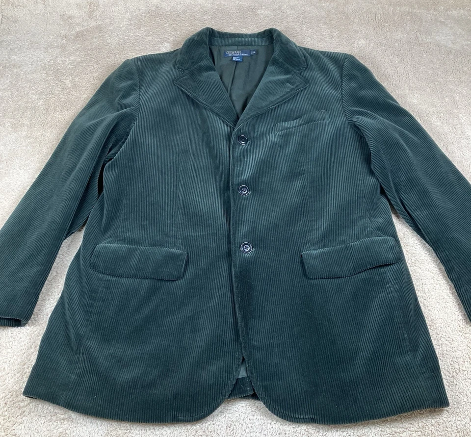 VTG 80'S Men XL RALPH LAUREN Forest Green Heavy Thick Corduroy Blazer Sport Coat - Image 1 of 4