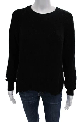 Pullover de algodón de cuello redondo negro de cachemir para mujer talla M de algodón de otoño Foto 1 de 4