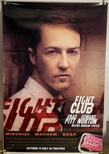 PÓSTER DE PELÍCULA FIGHT CLUB ROLLADO ORIGINAL DE UNA HOJA EDWARD NORTON BRAD PITT (1999) - Imagen 1 de 2