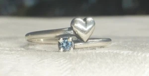 James Avery geschätzter Geburtsstein Ring Blautopas Herz Größe 7,5 Sterlingsilber - Bild 1 von 6