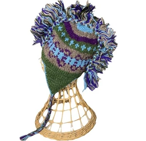 Nepal Wool Colorful Mohawk Beanie Trapper Fleece Lined Ski Ear Flap Snowboarding - Picture 1 of 6