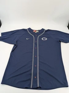 Vintage Penn State Nittany Lions Jersey Mens XXL Blue Nike Button Up Baseball - Picture 1 of 11