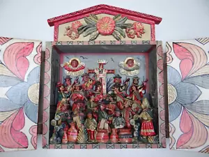 De colección PERUANO Perú Arte Popular RETABLO Diorama Sombra CAJA DE MADERA Banda Religiosa - Imagen 1 de 16