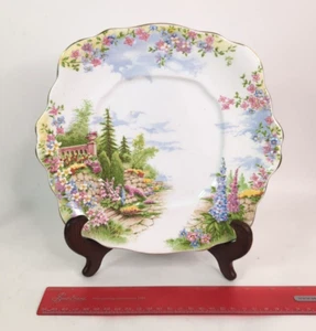 Royal Albert Crown China Kentish Rockery Cake Plate with Handles 10.5" - Picture 1 of 9