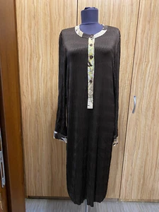 SALVATORE FERRAGAMO BROWN STRETCH RIBBED JERSEY MAXI DRESS-IT 50 - Picture 1 of 12