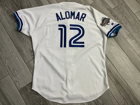 1993 AUTHENTIC RUSSELL ROBERTO ALOMAR TORONTO BLUE JAYS BASEBALL JERSEY SZ 48 Cover