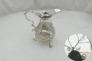 RARA BROCCA GEORGE II HM ARGENTO STERLING 3 PIEDI CREMA 1746 - Foto 1 di 12
