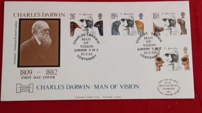 1982 Charles Darwin Man of Vision Havering First Day Cover better London SW7 Pmk - Image 1 of 3