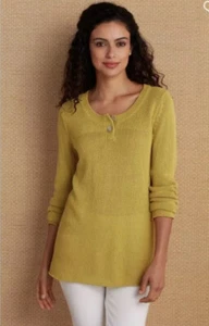 Weiche Umgebung Wickfield Pullover Medium Chartreuse Baumwolle Leinen Pulli Neu mit Etikett - Bild 1 von 9