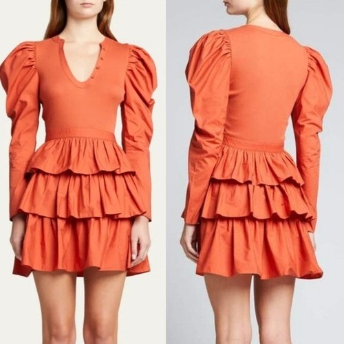 Ulla Johnson Abito Amiri in Tavola Arancione Nuovo con etichette