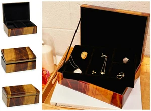 Lola Rose London Stone Print Large Treasure Box With Tray,Yellow Tiger Eye - Picture 1 of 6