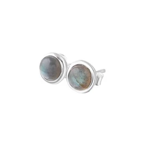 Round LABRADORITE Gemstones 925 SILVER Round Unisex Stud Earrings, Round Labrado - Picture 1 of 9